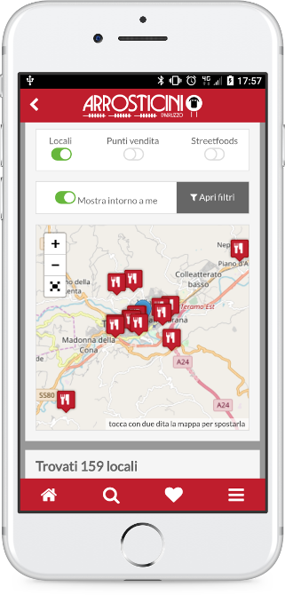screenshot app arrosticini d'Abruzzo schermata home